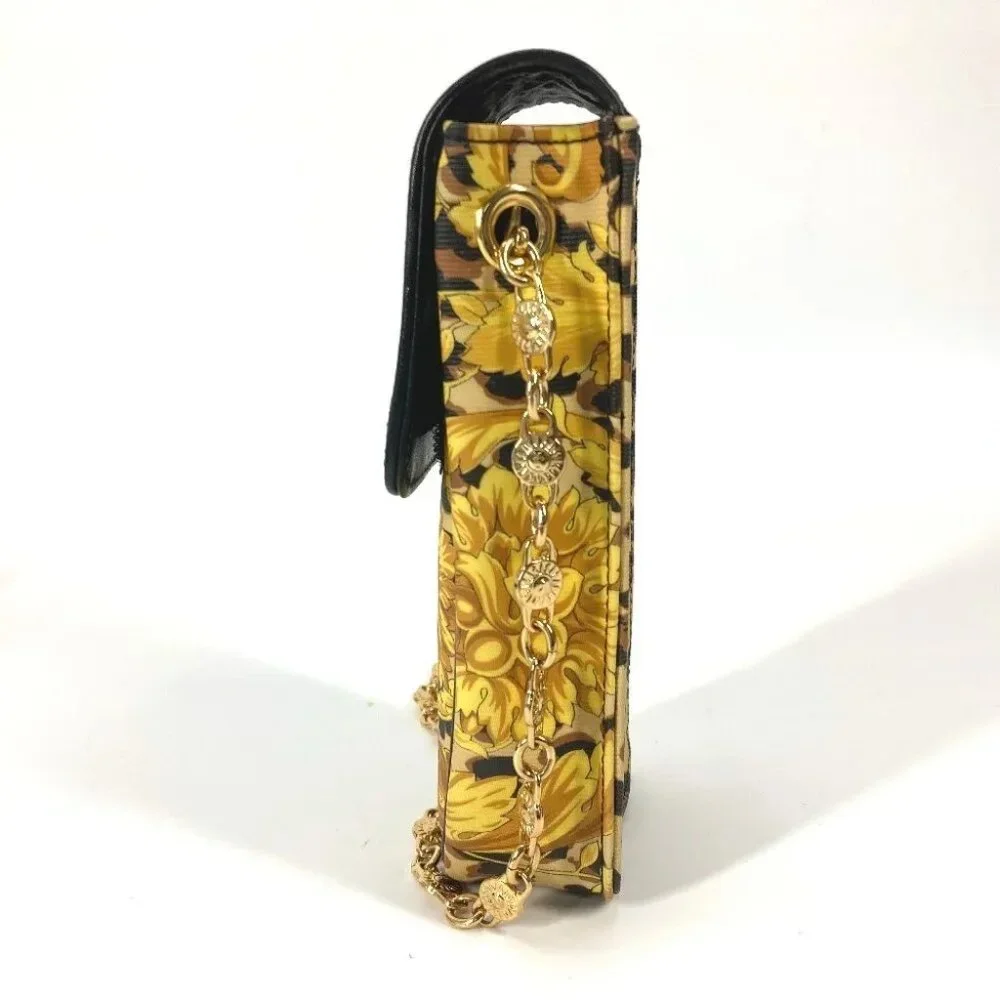 Auth VERSACE Pochette bag vintage Leopard print Chain mobile case Shoulder Bag
